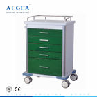 5つの引出し深緑色シリーズのAG-GS001はコーティングの医学のステンレス鋼の病院のカートに動力を与えます